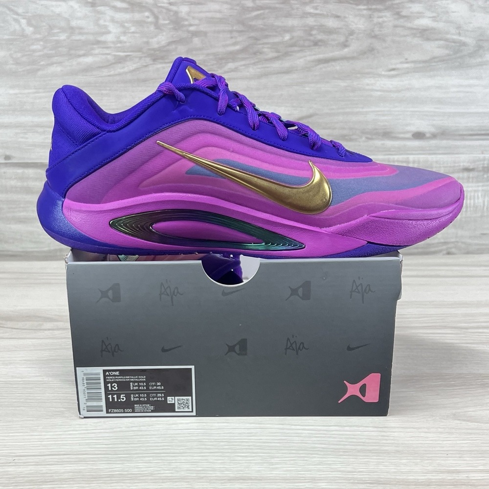 Nike A'One A'ja Wilson Purple Pink Gold FZ8605-500 Women's 13 / Mens 11.5